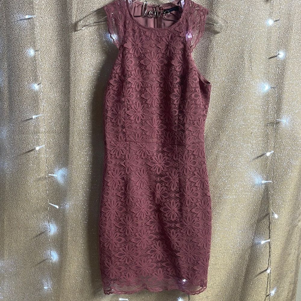 bobiBLACK Mauve Lace Shift Dress Sz Small New